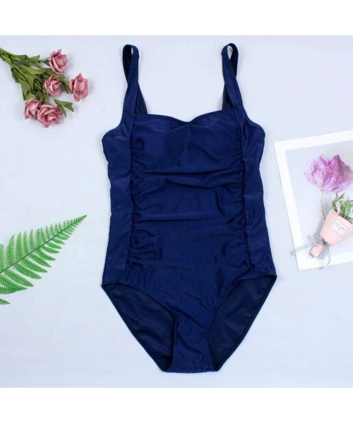 One-Pieces Swimsuits for Women One Piece Swimwear Bandage Playsuits Beachwear Skinny Tummy Control Bathing Suit - Blue - CI18...