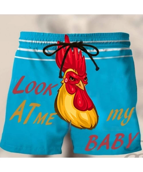 Board Shorts Men's Summer Holiday Drawstring Shorts Casual Cock Printed Beach Pants Swim Trunks-Look at My Pecker-Look at IT ...