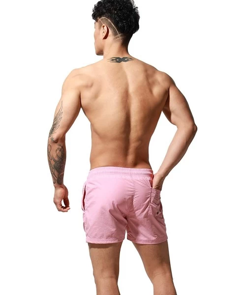 Board Shorts Mens Quick-Dry Sport Swim Beach Surf Board Shorts - S6020 Pink - C8198ONR2Z8