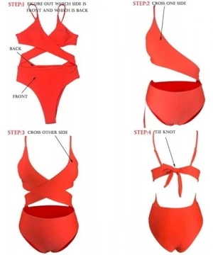 Sets Women's Sexy Criss Cross High Waisted Cut Out One Piece Monokini Swimsuit - Red - CF18NEL2DX2