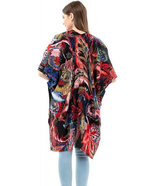 Cover-Ups Kimonos for Women Cotton Poncho Shawl Floral Blouse Cover Up Long Cardigan Swimwear Kaftan Lightweight Sun Protecti...