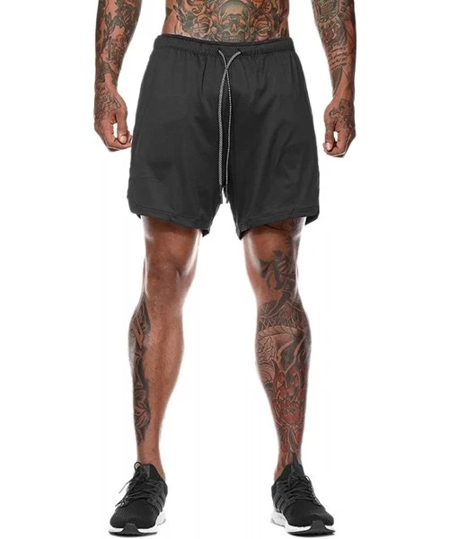 Racing Men Workout Gym Running Shorts Training with Inner Compression Quick Dry - Black-b - CR1970H2Q0G