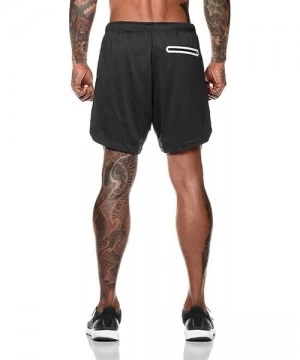 Racing Men Workout Gym Running Shorts Training with Inner Compression Quick Dry - Black-b - CR1970H2Q0G