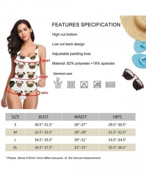 One-Pieces Women's Sexy Backless One Piece Swimsuit Black and Gold Stars Printed Swimwear for Women - Cute Funny Pug Dog - CR...