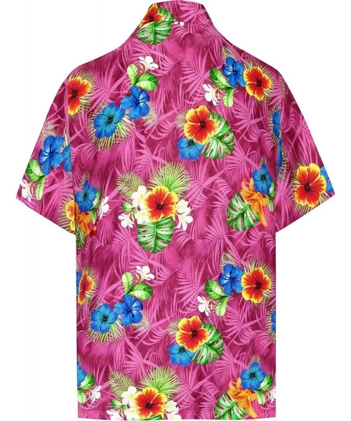 Cover-Ups Men's Loose Casual Short Sleeve Aloha Hawaiian Shirt - Pink_w578 - CA184TTICIR