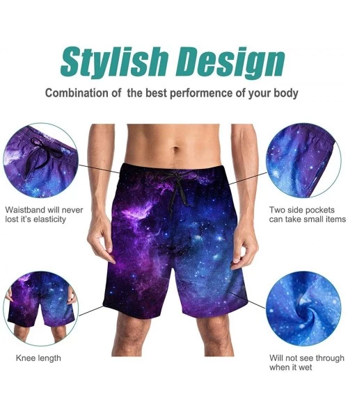 Board Shorts Men Swim Trunks Drawstring Elastic Waist Quick Dry Beach Shorts with Mesh Lining Swimwear Bathing Suits - Purple...