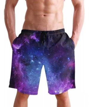 Board Shorts Men Swim Trunks Drawstring Elastic Waist Quick Dry Beach Shorts with Mesh Lining Swimwear Bathing Suits - Purple...