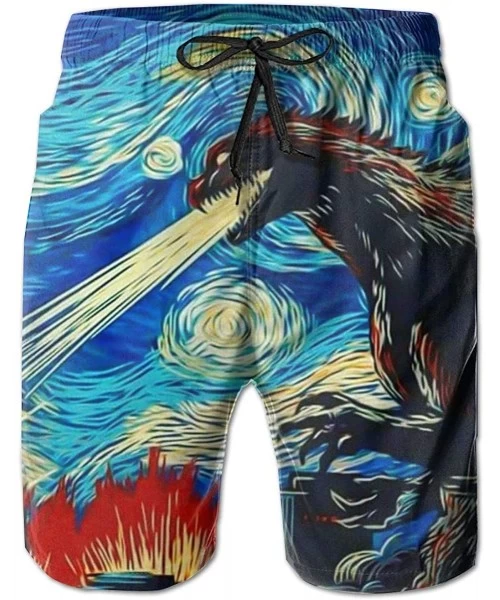 Board Shorts Mens Summer Vacation Beach Board Shorts Slim Fit Quick Dry Swim Trunks Surf Pant - Starry Night Godzilla Classic...