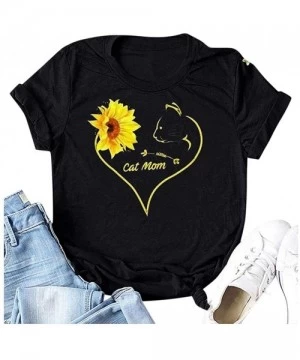 Tops Cute Sunflower Shirts for Women Casual Beach Tee Shirts Letter Print Funny Tops Tee - Black - CL197CSID23