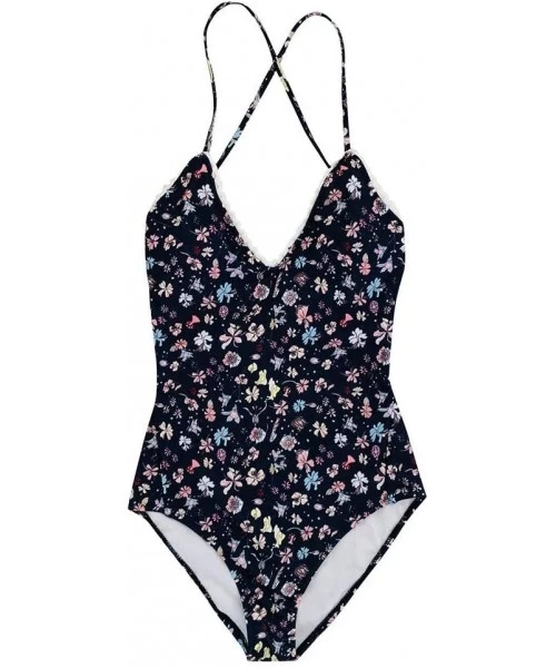 One-Pieces Sexy One Piece Swimsuit Women V Neck Floral Print One-Piece Bikini Swimwear Swimsuit Beachwear - Sexy Bathing Suit...