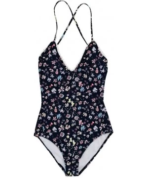 One-Pieces Sexy One Piece Swimsuit Women V Neck Floral Print One-Piece Bikini Swimwear Swimsuit Beachwear - Sexy Bathing Suit...