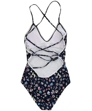 One-Pieces Sexy One Piece Swimsuit Women V Neck Floral Print One-Piece Bikini Swimwear Swimsuit Beachwear - Sexy Bathing Suit...