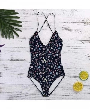 One-Pieces Sexy One Piece Swimsuit Women V Neck Floral Print One-Piece Bikini Swimwear Swimsuit Beachwear - Sexy Bathing Suit...