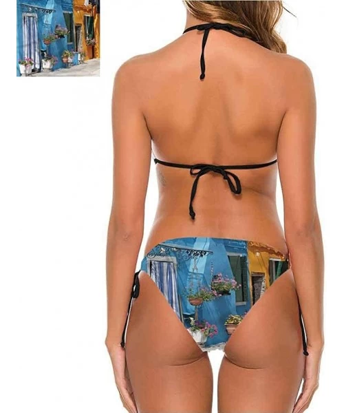 Sets Bikini Swimsuits with Tie-Side Cheeky Cobblestone Doorway to House - Multi 13 - CP190EYZDOG