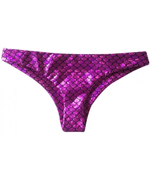 Bottoms Women's Sexy Mermaid Fish Scale Shorts Bikini Bottom - B. Purple - C2182I3Z2NQ