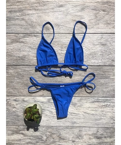 Sets String Bathing Suit - Brazilian 2-Piece Swimsuit for Women - Blue - CJ19CX5TX7L