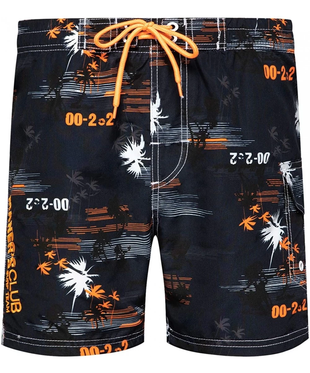 Board Shorts Mens Swim Trunks Quick Dry Funny Shorts with Mesh Lining Swimwear Bathing Suits - B153-orange - CI190G0LGM7