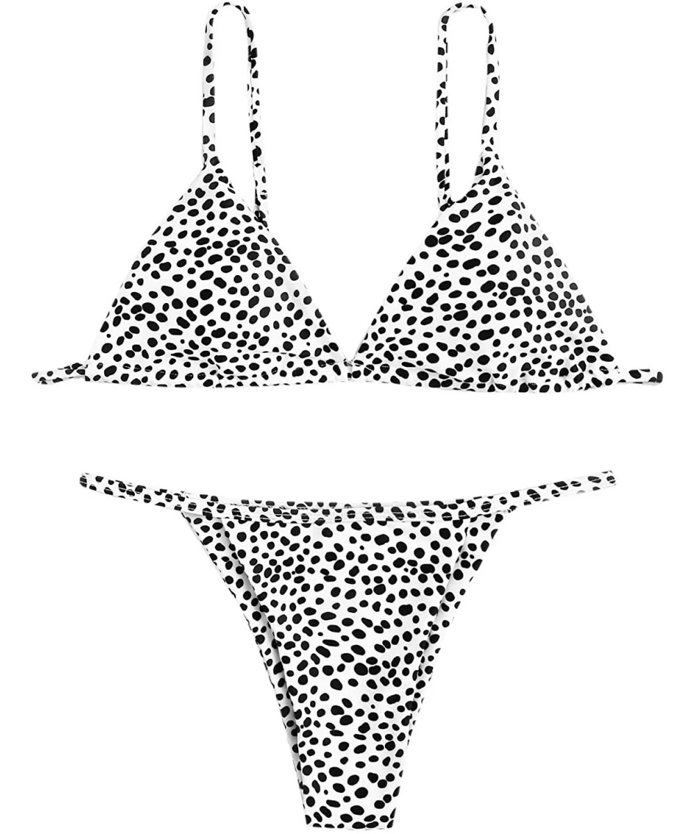 Sets Women's Burgundy Plain Wire Free High Leg Triangle Bralette Bikini - 6-dot-1 - C9194L6IE9I