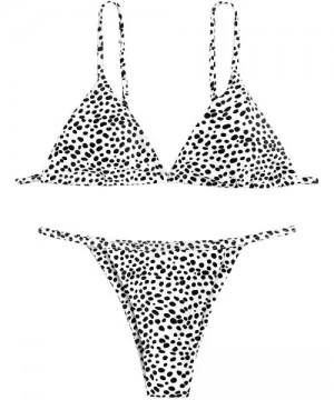 Sets Women's Burgundy Plain Wire Free High Leg Triangle Bralette Bikini - 6-dot-1 - C9194L6IE9I