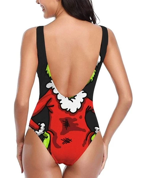 One-Pieces Grinchy Grinch One Piece Swimsuit for Women U Neck Backness Swimsuits Beachwear - CX18XDO3U33