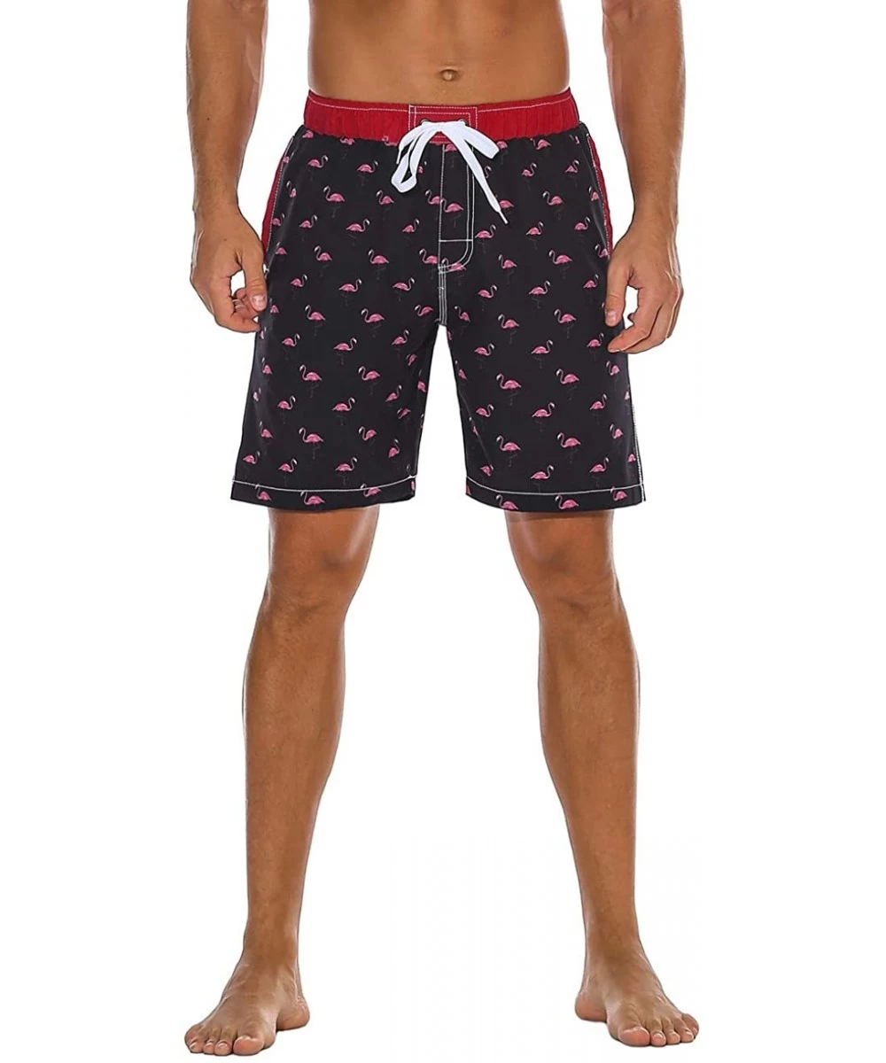 Board Shorts Men's Swim Trunks Water Sport Printed Quick Dry Drawsting - Black-185 - C218O94ULZ4