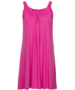 Cover-Ups Womens Summer Casual Solid Color Beach Dress Swimsuit Loose Flowy Bikini Cover Ups T Shirt Dresses - Pink - CM18NNO...