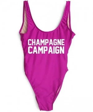 One-Pieces Champagne Campaign Letter Plus Size Swimwear Party Sexy Bodysuit Beachwear - Purple White - CC18CT544SD