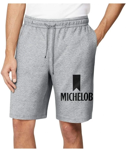 Board Shorts Shorts Sweatpants Men Michelob-Ultra-Pure-Gold-Beer- Gym Shorts Workout Shorts with Pockets - Grey-41 - CL19E85YIW9