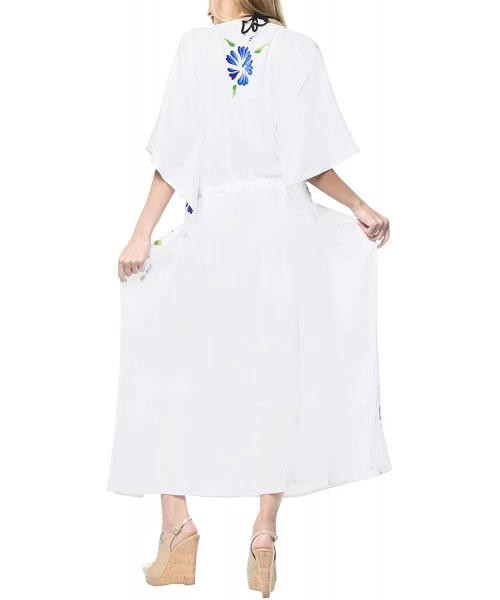 Cover-Ups Women's One Size Kaftan Loungewear Nightwear Swim Cover Ups Drawstring - Ghost White_s947 - CN121U7TIWT