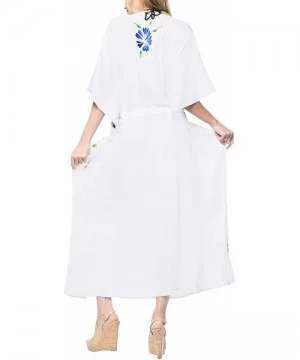 Cover-Ups Women's One Size Kaftan Loungewear Nightwear Swim Cover Ups Drawstring - Ghost White_s947 - CN121U7TIWT