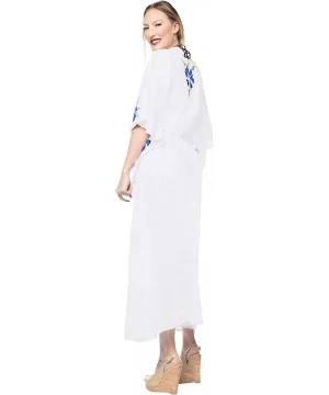 Cover-Ups Women's One Size Kaftan Loungewear Nightwear Swim Cover Ups Drawstring - Ghost White_s947 - CN121U7TIWT