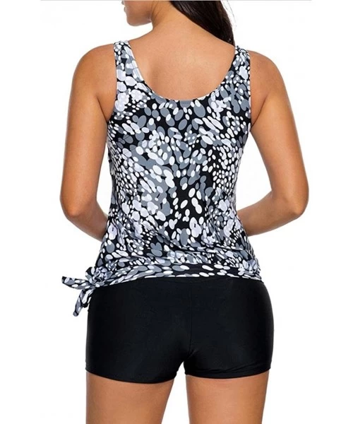 Racing Fashion Women Ladies Tankini Set Vest Shorts Two Piece Swimsuits - Black - CJ180CH3XXL