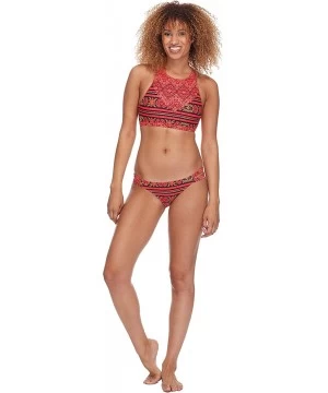 Tankinis Women's Low Rider Mid Rise Bikini Bottom Swimsuit - Kuruma Fireball Print - CF18ICK6CUO