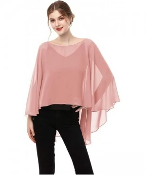 Cover-Ups Soft Chiffon Capelet capes Poncho Stole For Womens Cover Up - Blush - C019C68HNEC