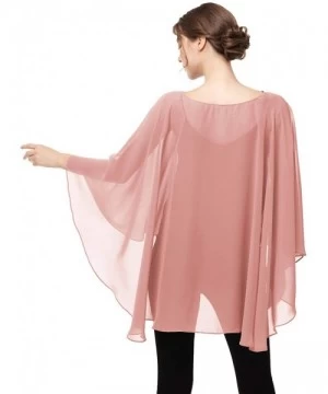 Cover-Ups Soft Chiffon Capelet capes Poncho Stole For Womens Cover Up - Blush - C019C68HNEC