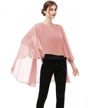 Cover-Ups Soft Chiffon Capelet capes Poncho Stole For Womens Cover Up - Blush - C019C68HNEC