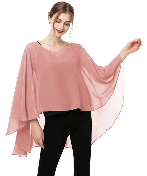 Cover-Ups Soft Chiffon Capelet capes Poncho Stole For Womens Cover Up - Blush - C019C68HNEC