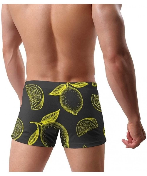 Briefs Men's Swimwear Swim Trunks Lioness Cat Boxer Brief Quick Dry Swimsuits Board Shorts - Lemons - C519DY0QT7C