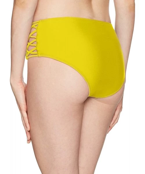 Sets Women's Smoothies Retro Solid High Rise Strappy Bikini Bottom Swimsuit - Citrus - C318HWD8YCK