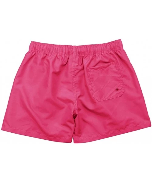 Board Shorts Men's Pure Color Swim Trunks Boy Surf Board Shorts Funny Bathing Suits - Hot Pink - C5196M9S2S2