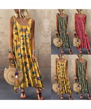 One-Pieces Long Dress For Women- Print Maxi Dress Boho Straps Dress Dress - Z4-army Green - CB198GSUM9C