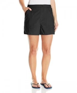 Board Shorts Women's Plus-Size 3" Woven Swim Boardshorts - Black - CJ126JT1FTR