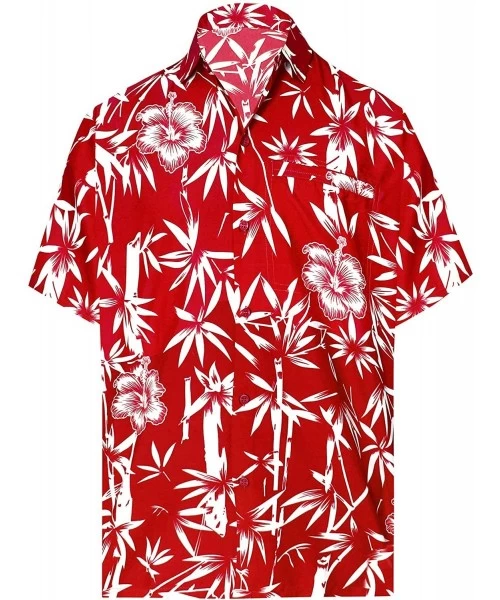 Cover-Ups Men's Funky Vintage Dress Short Sleeve Hawaiian Shirt - Spooky Red_w344 - CS1808QZ9Y3