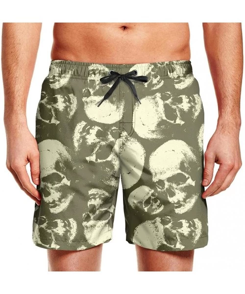 Board Shorts Men's Sportwear Quick Dry Board Shorts Grunge Urban Pattern with Monster Swim Trunks - Grunge Skulls - C318QW0T5H8