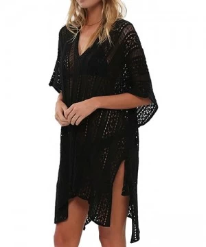 Cover-Ups Bathing Suit Cover Up Bikini Swimsuit Crochet Beachwear Swimwear Dress - Black - C818EAS0UTY