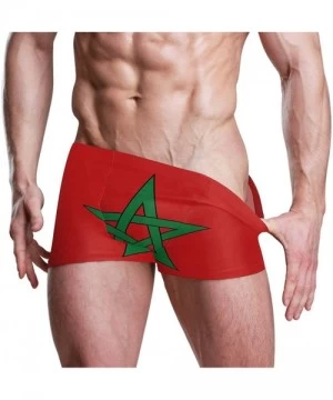 Briefs New Zealand Flag Men's Swim Trunks Square Leg Swimsuit Swimwear Boxer Brief - Moroccan Flag - CT18T0TI0KY