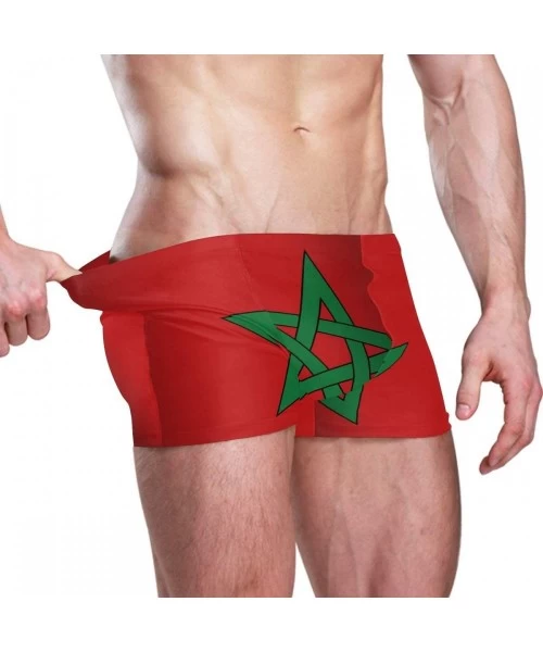 Briefs New Zealand Flag Men's Swim Trunks Square Leg Swimsuit Swimwear Boxer Brief - Moroccan Flag - CT18T0TI0KY