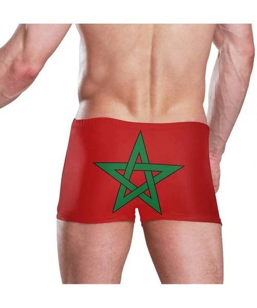 Briefs New Zealand Flag Men's Swim Trunks Square Leg Swimsuit Swimwear Boxer Brief - Moroccan Flag - CT18T0TI0KY