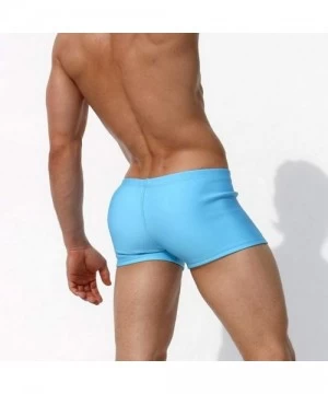 Briefs Men's Quick Dry Square Leg Swimsuit Casual Swimming Short Bathing Suit Beach Briefs - Blue - CS18NKGLCHG