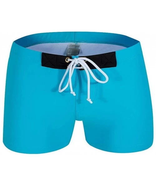 Briefs Men's Quick Dry Square Leg Swimsuit Casual Swimming Short Bathing Suit Beach Briefs - Blue - CS18NKGLCHG